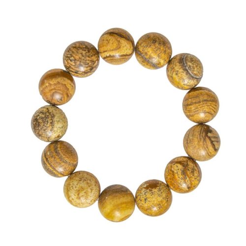 bracelet jaspe paysage pierres boules 14mm