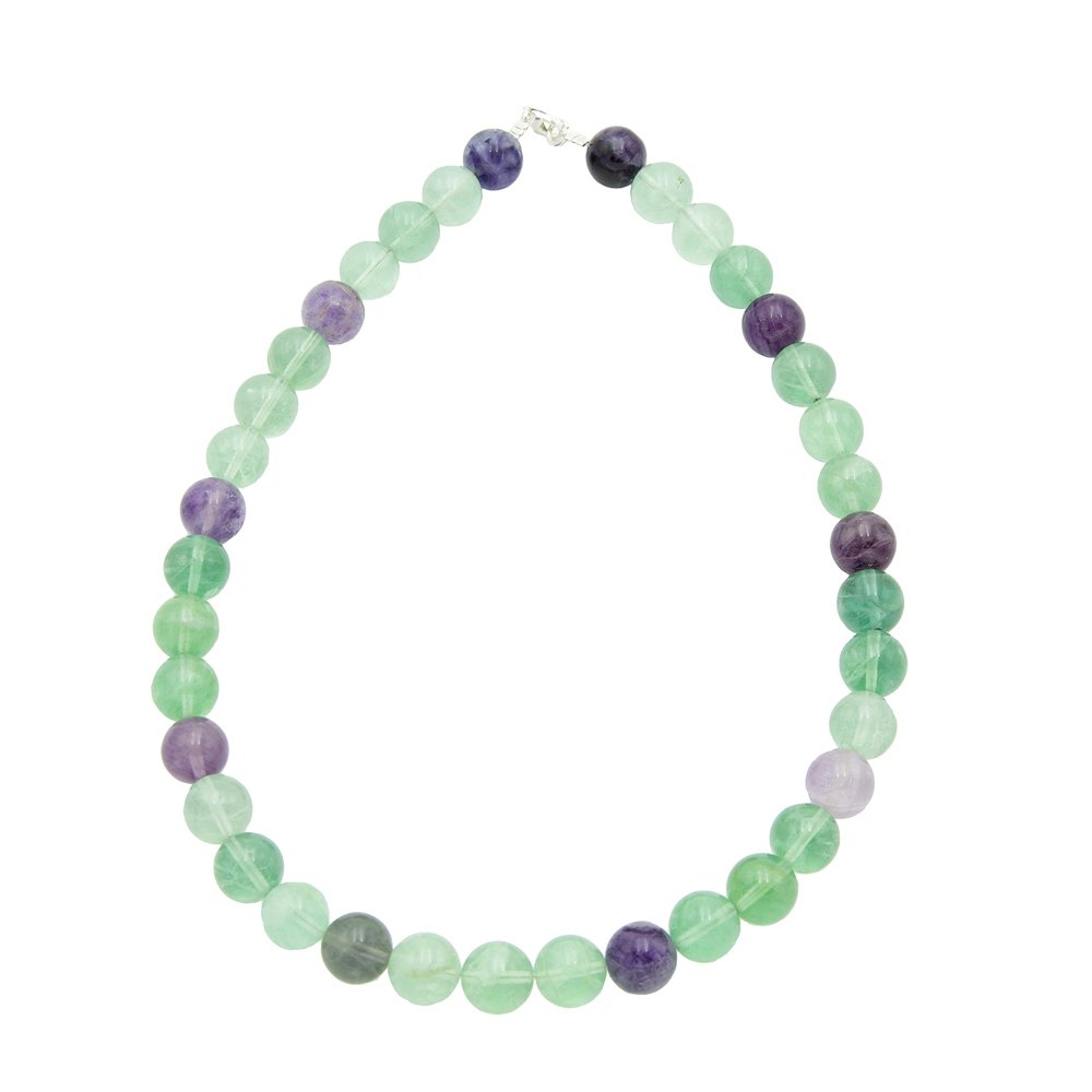 collier fluorite multicolore pierres boules 12mm collier fluorite multicolore pierres boules 12mm