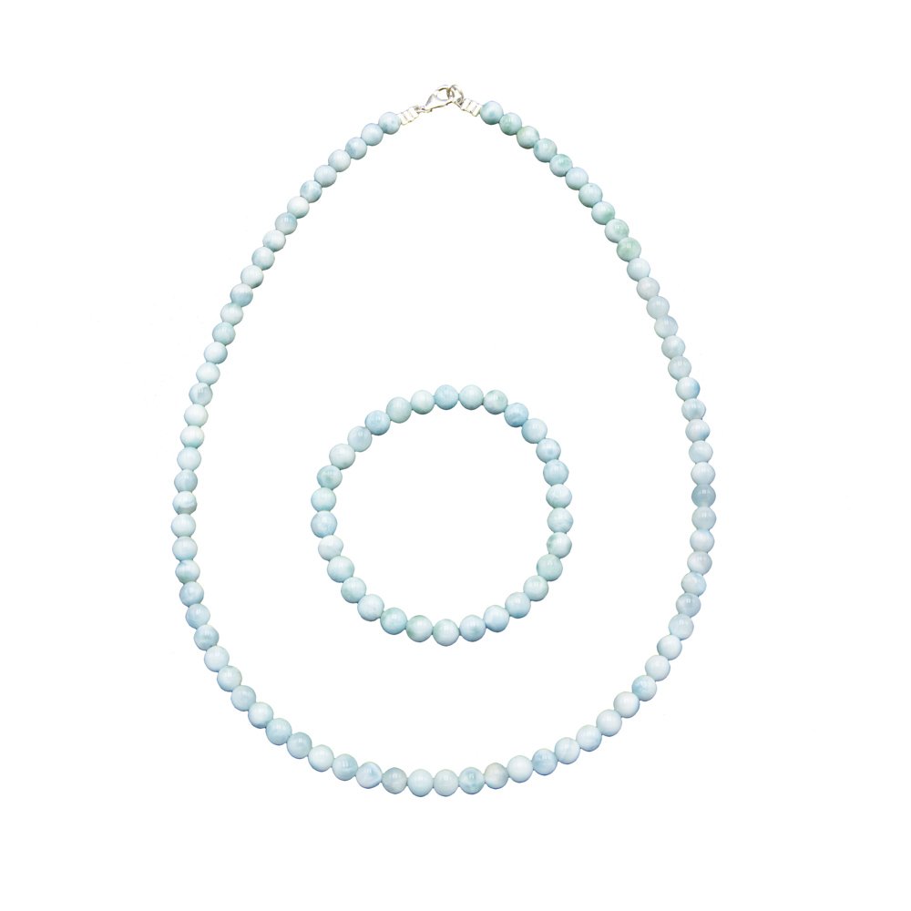 parure larimar pierres boules 6mm parure larimar pierres boules 6mm