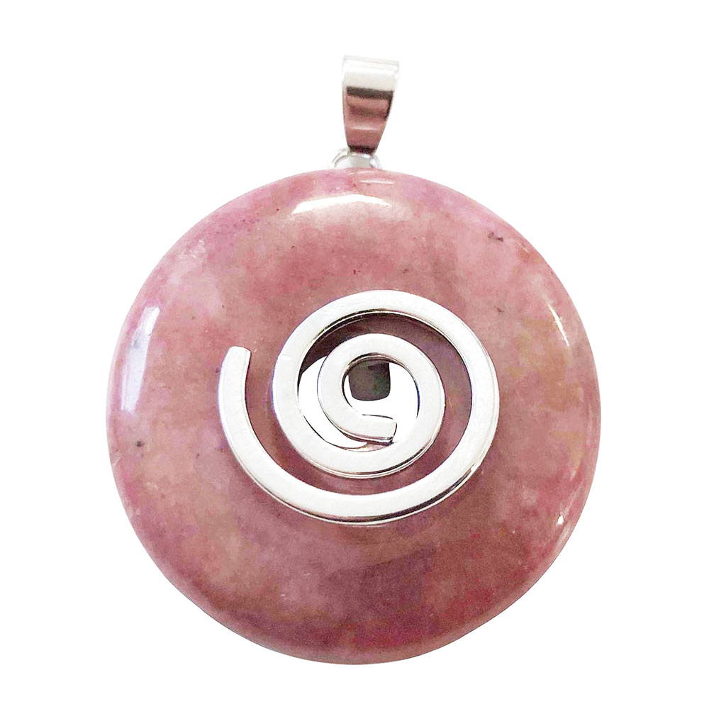 pendentif-rhodonite-pi-chinois-donut-spirale-argentee-30mm pendentif rhodonite pi chinois